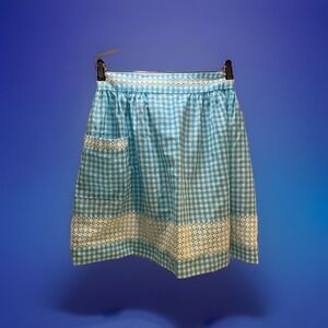 BLUE EMBROIDERY HALF APRON with pocket Vintage